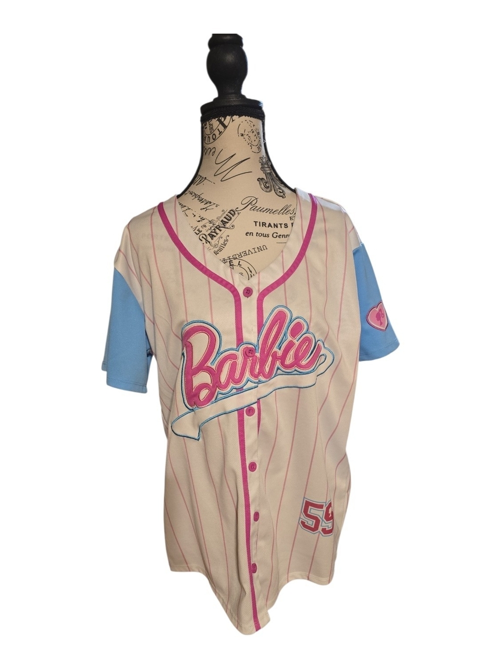 Barbie Pink & Light Blue Girls' Baseball Jersey Top